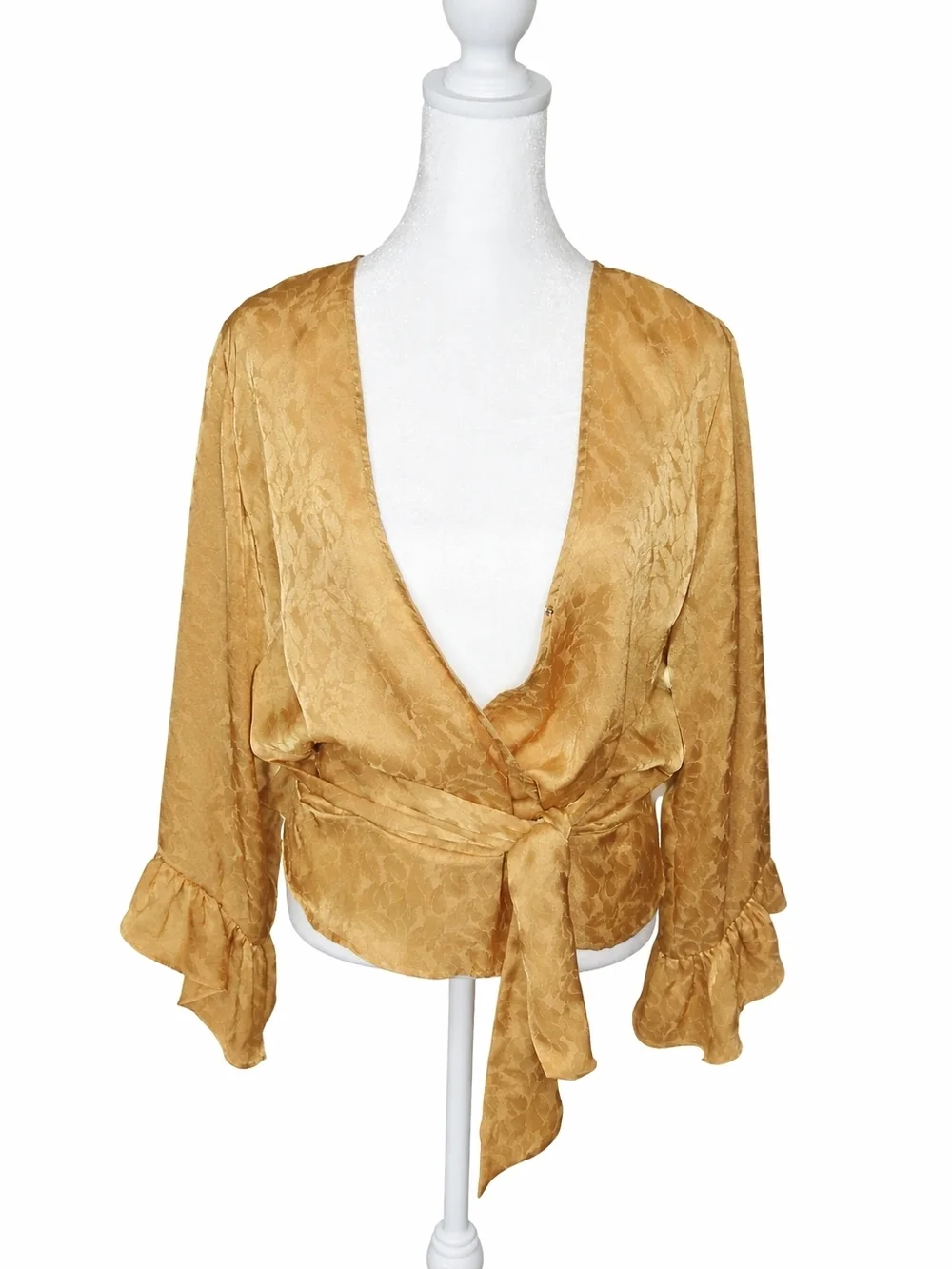 Guess Gold Wrap Blouse with Tie Waist - Picture 1 of 2